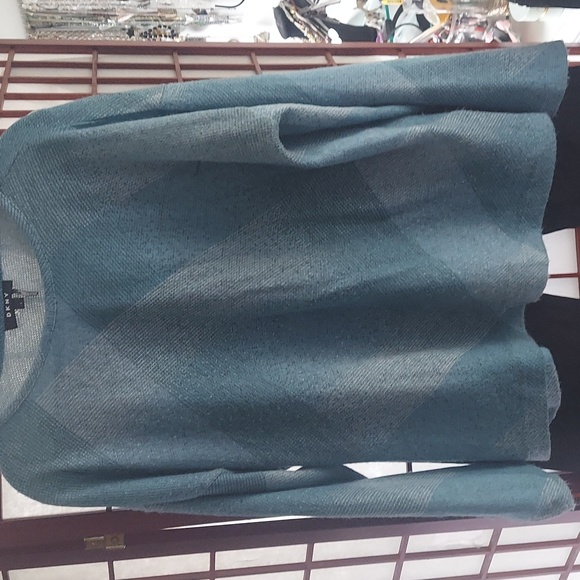 Dkny Tops - DKNY Donna Karen abstract knit Blue L/S Top Sz L